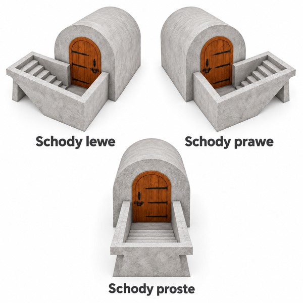 Piwniczka betonowa z półokrągłym sklepieniem i schodami Dąbrowa Górnicza